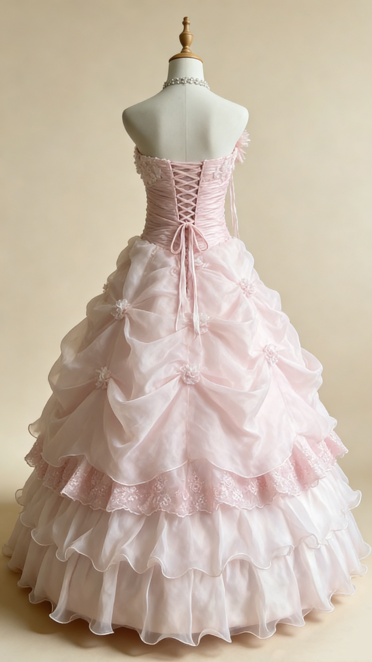 Pretty Prom Dress Strapless Pleated Flower Ball Gown Birthday Party Dress Evening Dress       D4141