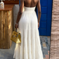 Hübsches weißes Neckholder-A-Linien-Chiffon-Lang-Partykleid, modisches Sommerkleid, D1015