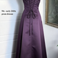 Purple Straps A-Line Beading Satin Long Party Dress Vintage Evening Dress, D490