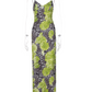 Fashion Spaghetti Straps Blue Rose Leopard Print Sheath Seaside Vacation Dress Summer Dress  D1815