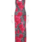 Fashion Spaghetti Straps Blue Rose Leopard Print Sheath Seaside Vacation Dress Summer Dress  D1815
