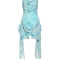Cute Spaghetti Straps Priting Pleated Slim Waist Summer Seaside Dress Party Dress Women Dress  D1835