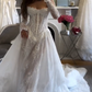 Elegant Long Sleeves White A-Line Lace Long Wedding Dress Bridal Dress, D954