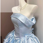 Elegant Homecoming Dress Strapless Pleated Bowknot Short Prom Dress Back to School Outfits Party Dress  D6013