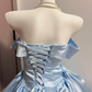 Elegant Homecoming Dress Strapless Pleated Bowknot Short Prom Dress Back to School Outfits Party Dress  D6013