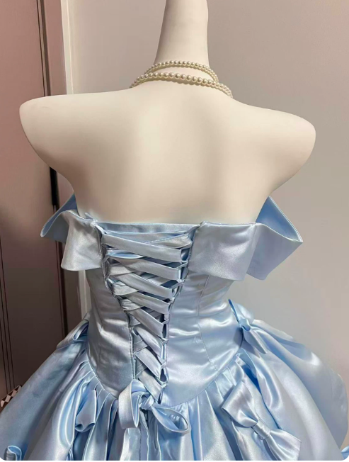 Elegant Homecoming Dress Strapless Pleated Bowknot Short Prom Dress Back to School Outfits Party Dress  D6013