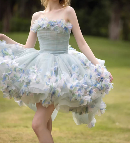 Charming Homecoming Dress Strapless Lace Applique Pleated Short Prom Dress Back to School Outfits Party Dress  D6017