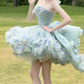 Charming Homecoming Dress Strapless Lace Applique Pleated Short Prom Dress Back to School Outfits Party Dress  D6017