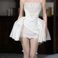 Charming Homecoming Dress Strapless Lace Applique Short Prom Dress Back to School Outfits Party Dress  D6022