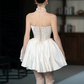 Charming Homecoming Dress Strapless Lace Applique Short Prom Dress Back to School Outfits Party Dress  D6022