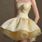 Charming Homecoming Dress Strapless Tulle Bowknot Pleated Short Prom Dress Back to School Outfits Party Dress  D6041