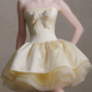 Charming Homecoming Dress Strapless Tulle Bowknot Pleated Short Prom Dress Back to School Outfits Party Dress  D6041