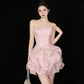 Pretty Homecoming Dress Strapless Tulle Pleated Short Prom Dress Back to School Outfits Party Dress  D6042