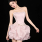 Pretty Homecoming Dress Strapless Tulle Pleated Short Prom Dress Back to School Outfits Party Dress  D6042