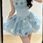 Vintage  Homecoming Dress Strapless Tulle Applique Short Pleated Prom Dress Back to School Outfits Party Dress  D6046