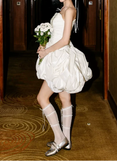 Pretty Homecoming Dress Sweetheart Hi-Lo Pleated Short Prom Dress Back to School Outfits Party Dress  D6053
