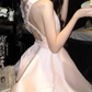 Elegant Homecoming Dress Halter Rhinestone Pleated Short Prom Dress Back to School Outfits Party Dress  D6054