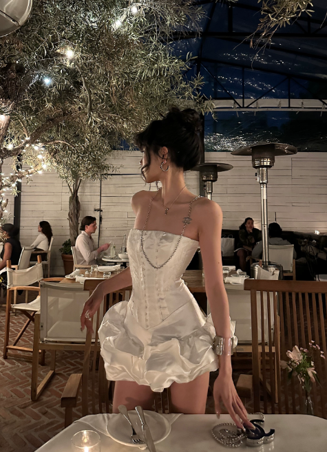 Fashionable Homecoming Dress Strapless Flouncing Short Prom Dress Back to School Outfits Party Dress  D6055