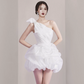 Charming Homecoming Dress Asymmetrical Bowknot Pleated Short Prom Dress Back to School Outfits Party Dress  D6056