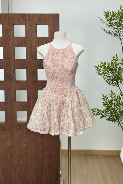 Cute Homecoming Dress Jewel Applique Short Prom Dress Back to School Outfits Party Dress  D6065
