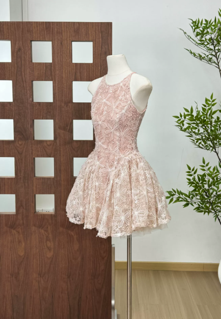 Cute Homecoming Dress Jewel Applique Short Prom Dress Back to School Outfits Party Dress  D6065