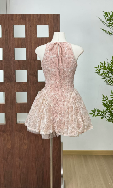 Cute Homecoming Dress Jewel Applique Short Prom Dress Back to School Outfits Party Dress  D6065