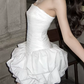 Chic Homecoming Dress Strapless Shirred Cascade Short Prom Dress Back to School Outfits Party Dress  D6068