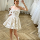Pretty Homecoming Dress Spaghetti Straps Applique Tulle Short Prom Dress Back to School Outfits Party Dress  D6069