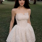 New Homecoming Dress Strapless Applique Short Prom Dress Back to School Outfits Party Dress  D6073