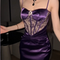 Chic Homecoming Dress Spaghetti Straps Lace Pleated Rhinestone Short Prom Dress Back to School Outfits Party Dress  D6077