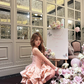 Sweet Homecoming Dress Strapless Cascade Bowknot Flouncing Short Prom Dress Back to School Outfits Party Dress  D6079