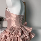Sweet Homecoming Dress Strapless Cascade Bowknot Flouncing Short Prom Dress Back to School Outfits Party Dress  D6079