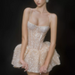 Chic Homecoming Dress Spaghetti Straps Sequins Pleated Short Prom Dress Back to School Outfits Party Dress  D6080