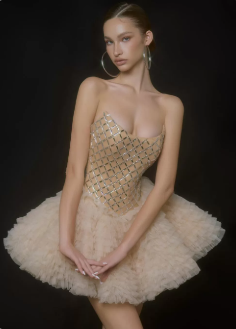 Chic Homecoming Dress Spaghetti Straps Sequins Pleated Short Prom Dress Back to School Outfits Party Dress  D6080