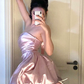 Sweet Homecoming Dress Strapless Pleated Short Prom Dress Back to School Outfits Party Dress  D6082