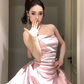 Sweet Homecoming Dress Strapless Pleated Short Prom Dress Back to School Outfits Party Dress  D6082