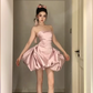 Sweet Homecoming Dress Strapless Pleated Short Prom Dress Back to School Outfits Party Dress  D6082