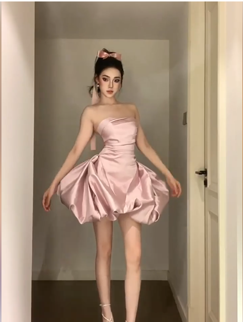 Sweet Homecoming Dress Strapless Pleated Short Prom Dress Back to School Outfits Party Dress  D6082