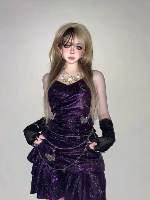 Fashionable Homecoming Dress Spaghetti Straps Sequines Prom Dress Back to School Outfits Party Dress  D6115