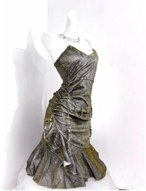 Chic Homecoming Dress Spaghetti Straps Sequins Pleated Prom Dress Back to School Outfits Party Dress  D6118