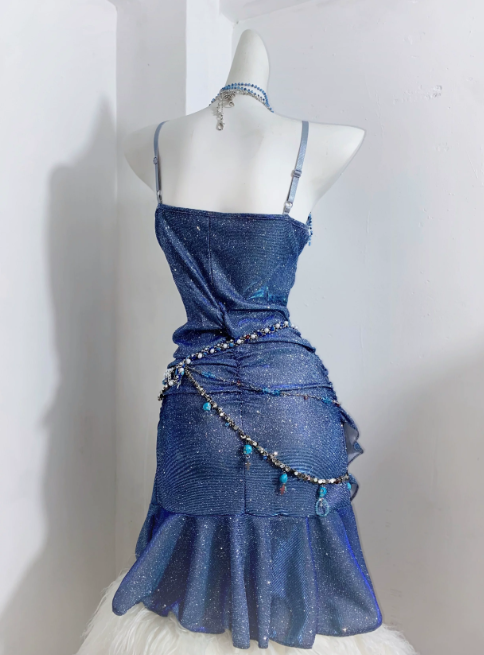 Pretty Homecoming Dress Spaghetti Straps Sequins Prom Dress Back to School Outfits Party Dress D6150