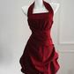 Pretty Homecoming Dress Halter Fold Prom Dress Back to School Outfits Party Dress  D6151
