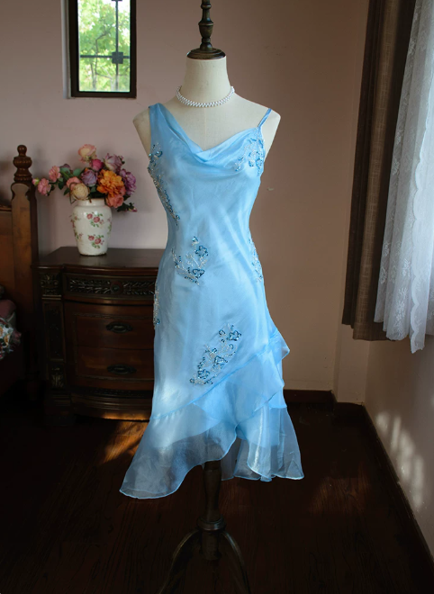 New Homecoming Dress Asymmetric Beading Tulle Prom Dress Back to School Outfits Party Dress  D6152
