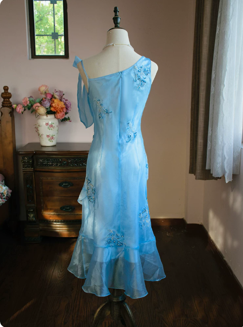 New Homecoming Dress Asymmetric Beading Tulle Prom Dress Back to School Outfits Party Dress  D6152