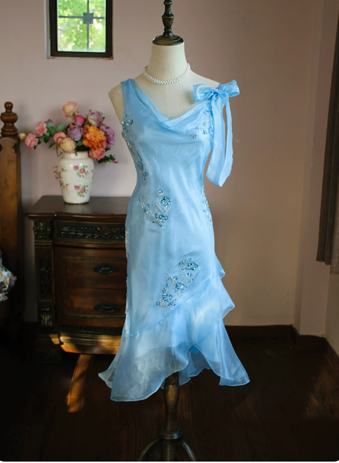 New Homecoming Dress Asymmetric Beading Tulle Prom Dress Back to School Outfits Party Dress  D6152