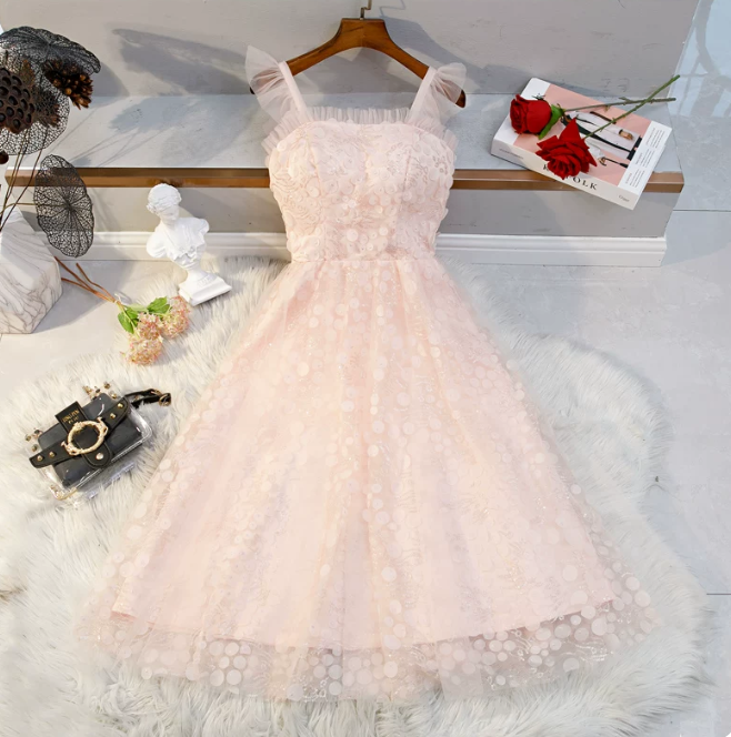 New Homecoming Dress Asymmetric Beading Tulle Prom Dress Back to School Outfits Party Dress  D6153