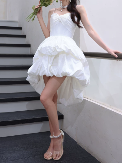 New Homecoming Dress Spaghetti Straps Hi-Lo Prom Dress Back to School Outfits Party Dress  D6154