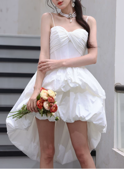 New Homecoming Dress Spaghetti Straps Hi-Lo Prom Dress Back to School Outfits Party Dress  D6154