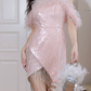 New Homecoming Dress Shoulder Straps Tassel Sequins Prom Dress Back to School Outfits Party Dress  D6156