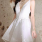 Pretty Homecoming Dress V Neck Tulle Pearl Prom Dress Back to School Outfits Party Dress  D6159